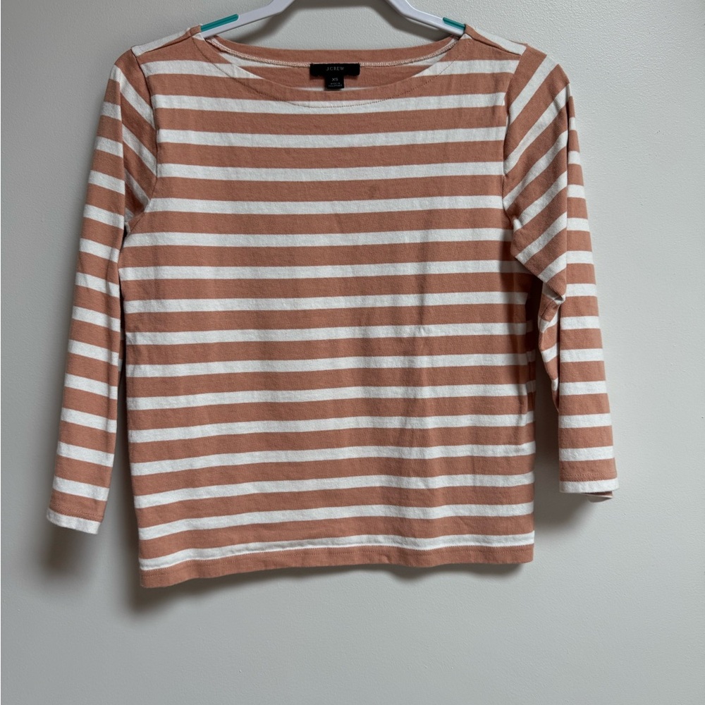 J. Crew Peach and White Striped Top